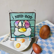 HANDMADE STAINED GLASS PANELS - I NEED GOD