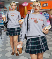 I NEED GOD VARSITY SWEATER - I NEED GOD