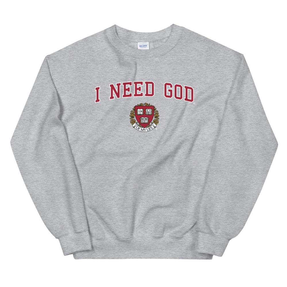 I NEED GOD VARSITY SWEATER - I NEED GOD