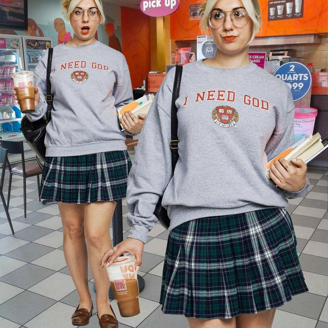 I NEED GOD VARSITY SWEATER - I NEED GOD