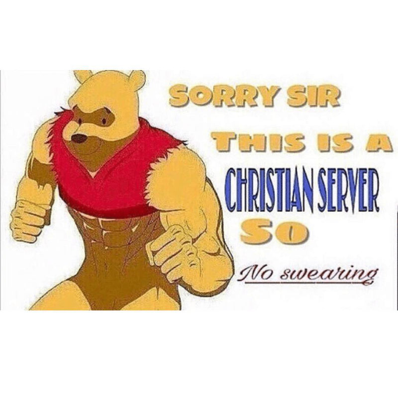 Sorry sir this is a Christian server so no swearing, beside a buff, muscular Winnie the Pooh.