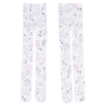 All-over print rosary tights. White, 30D, multi-color. Front and back.
